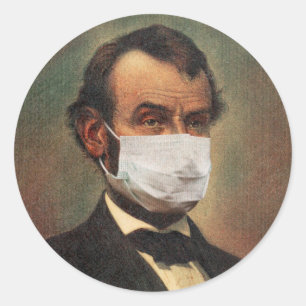 ABE LINCOLN FACE MASK Classic Round Sticker