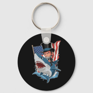 Abe Lincoln fährt auf Hai Awesome Fourth Of July G Schlüsselanhänger