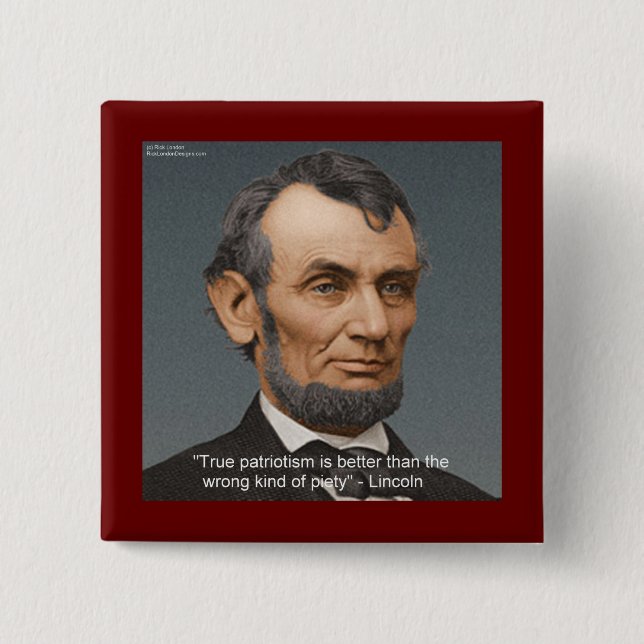 Abe Lincoln & Famous Patriotic Quote Button (Vorderseite)