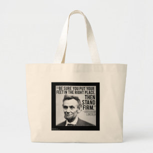 Abe Lincoln & "Fest Stehen" Zitat Jumbo Stoffbeutel