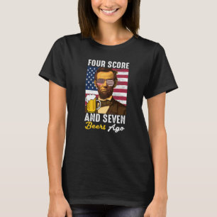 Abe Lincoln Funny 4. Juli Vier Score und 7 Biene T-Shirt