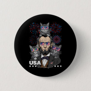 Abe Lincoln Katzenliebhaber Lustig 4. Juli Unabhän Button