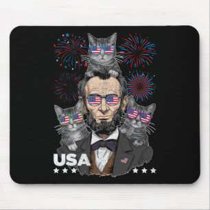 Abe Lincoln Katzenliebhaber Lustig 4. Juli Unabhän Mousepad