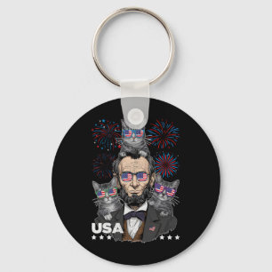 Abe Lincoln Katzenliebhaber Lustig 4. Juli Unabhän Schlüsselanhänger