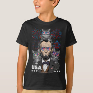 Abe Lincoln Katzenliebhaber Lustig 4. Juli Unabhän T-Shirt