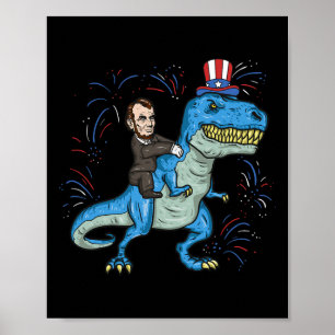 Abe Lincoln Reitet Ein Dinosaurier Shirt T-rex 4.  Poster
