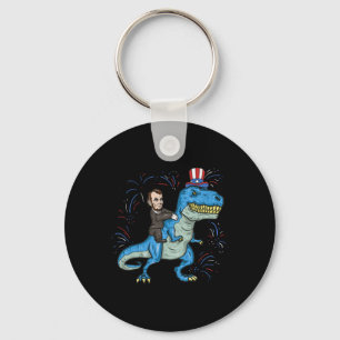 Abe Lincoln Reitet Ein Dinosaurier-Shirt T-Rex 4.  Schlüsselanhänger
