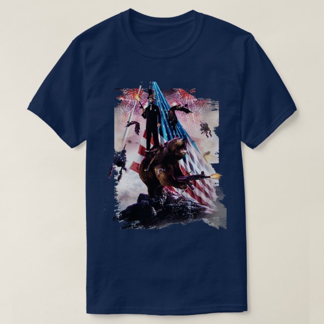 Abe Lincoln Riding Bear T-Shirt (Design vorne)