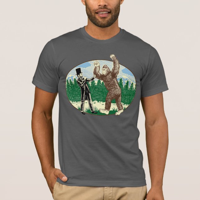 ABE LINCOLN: SASQUATCH JÄGER - lustiges T-Shirt (Vorderseite)