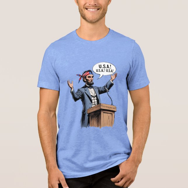 Abe Lincoln: "USA! USA! USA!" Tri-Blend Shirt (Vorderseite)