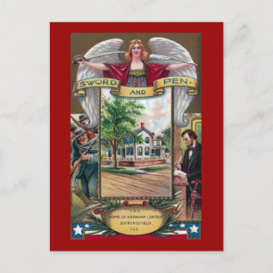 Abe Lincolns Springfield-Zuhause Vintag Postkarte