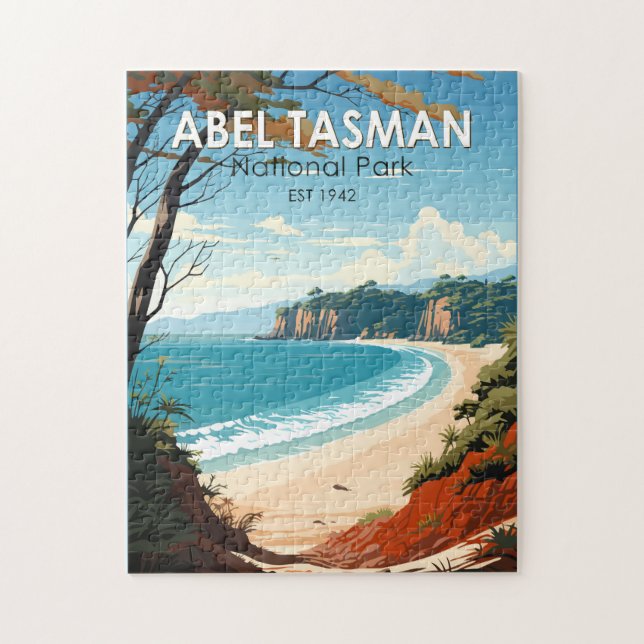 Abel Tasman Nationalpark Neuseeland Reiseroute Ret Puzzle (Vertikal)