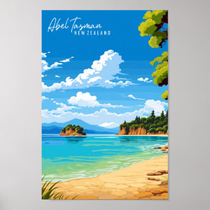 Abel Tasman Neuseeland Reise-Illustration Poster