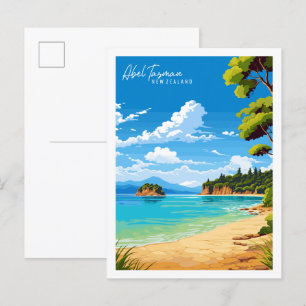 Abel Tasman Neuseeland Reiseillustration Postkarte