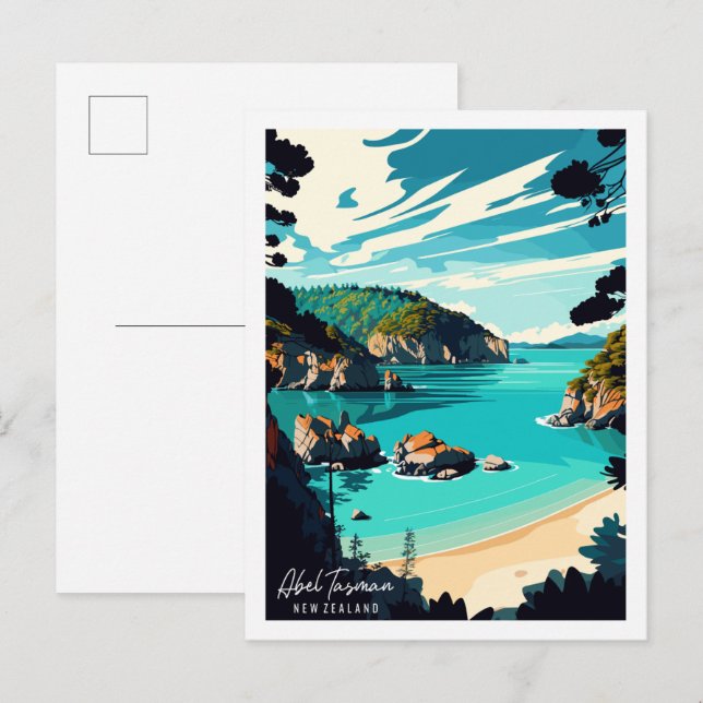 Abel Tasman New Zealand Vintage Postkarte (Vorne/Hinten)