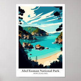 Abel Tasman New Zealand Vintage Travel Portrait Poster