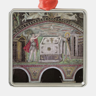 Abel und Melchisedech, die am Altar anbieten Silbernes Ornament