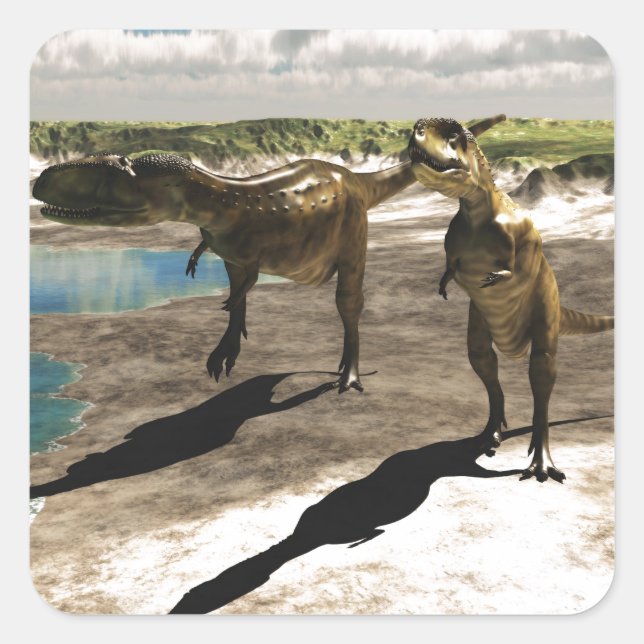 Abelisaurus 2 quadratischer aufkleber (Vorderseite)