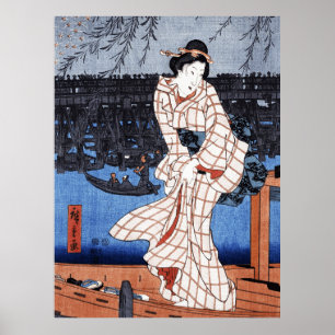 Abend am Fluss von Utagawa Hiroshige Poster