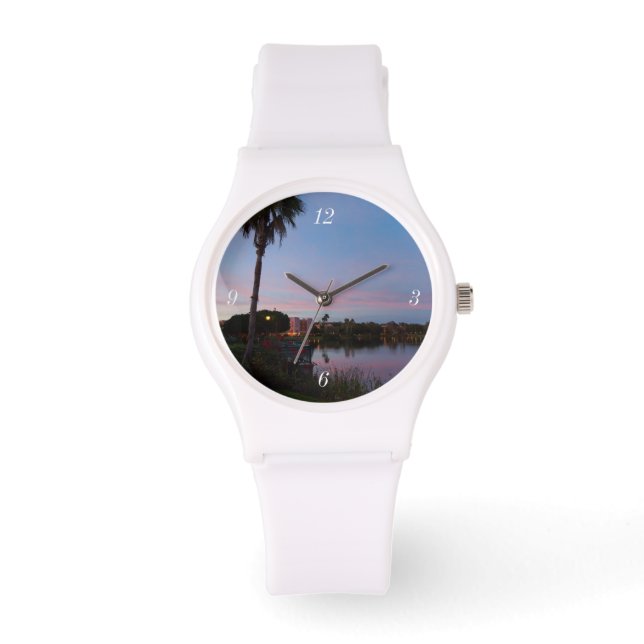 Abend am Palmenbaum Armbanduhr (Vorderseite)