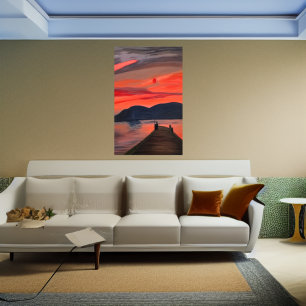 Abend am See AI Art Poster