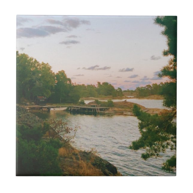 Abend auf dem schwedischen Archipel Fliese (Vorderseite)