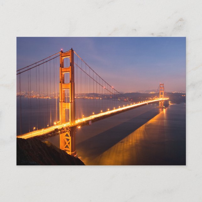 Abend auf der Postkarte der Golden Gate Bridge (Vorderseite)