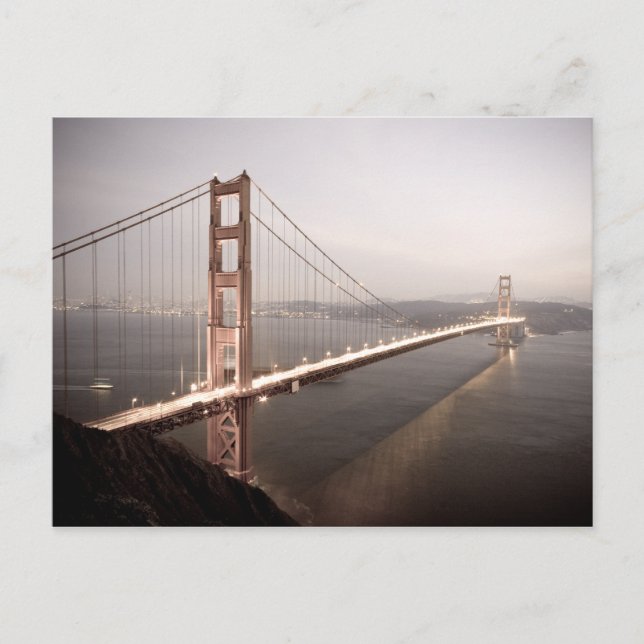 Abend auf der Postkarte der Golden Gate Bridge (Vorderseite)