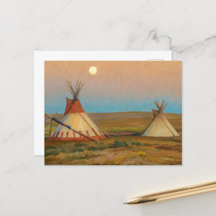 Abend auf der Reservierung für Blackfeet durch Dix Postkarte