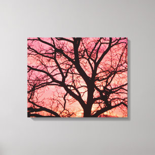 Abend Blush Tree Silhouette Leinwanddruck