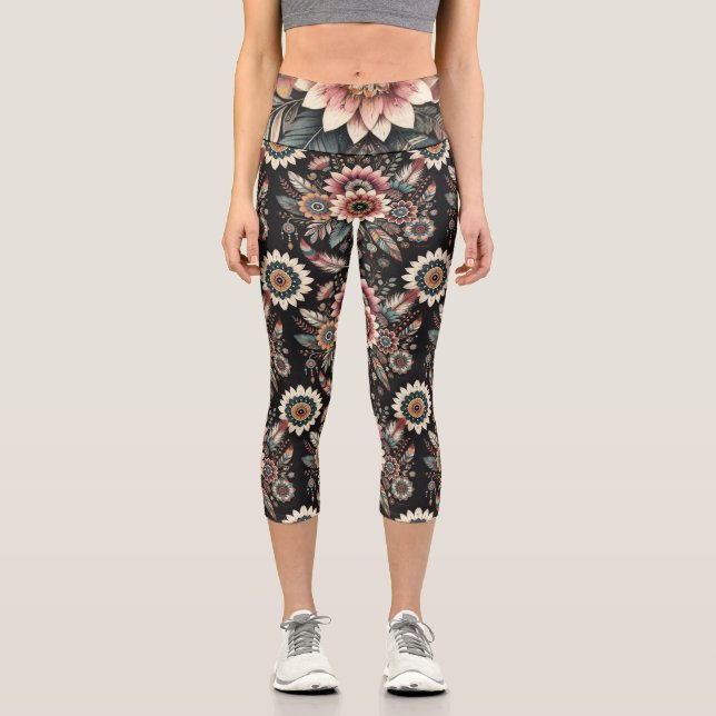 Abend Boho Blooms Capri Leggings (Vorderseite)