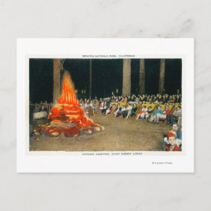 Abend Bonfire im Riesenwaldhaus Postkarte