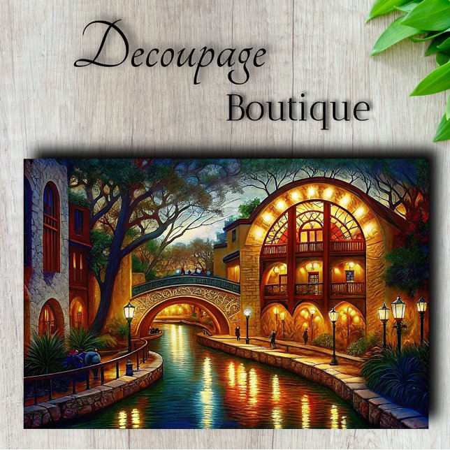 Abend Canal Cityscape Decoupage Seidenpapier (Evening Canal Cityscape Decoupage Tissue Paper)