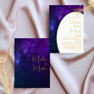 Abend Celestial Sky Gold Stars Moderne Hochzeit Einladung