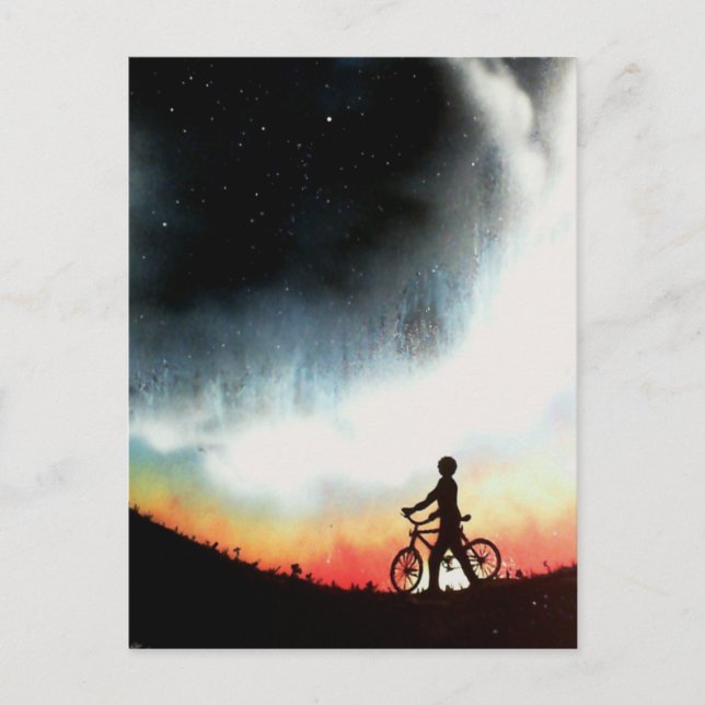Abend Cyclist Postkarte (Vorderseite)