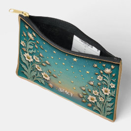Abend der Whimsikischen Wildblume Aquamarin Prism Zubehörtasche