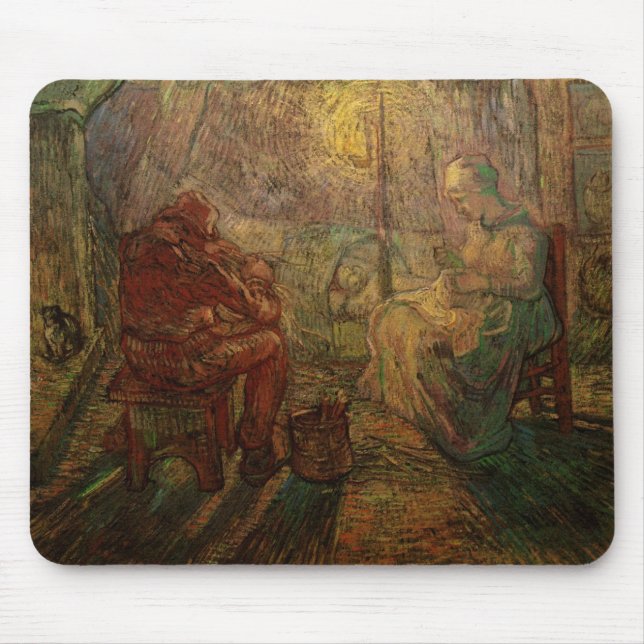 Abend - Die Uhr von Vincent van Gogh Mousepad (Vorne)