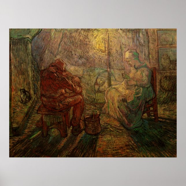 Abend - Die Uhr von Vincent van Gogh Poster (Vorne)