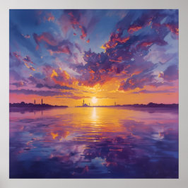 Abend Elegante - farbenfroher Sonnenuntergang über Poster