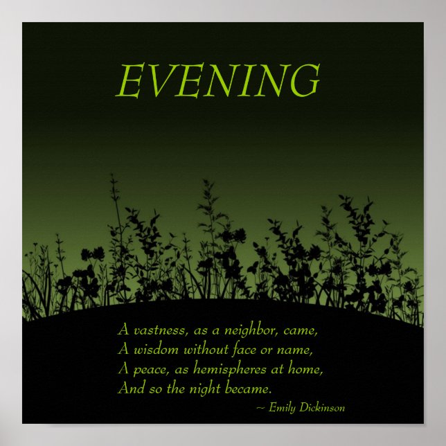 Abend, Emily Dickinson Poster (Vorne)