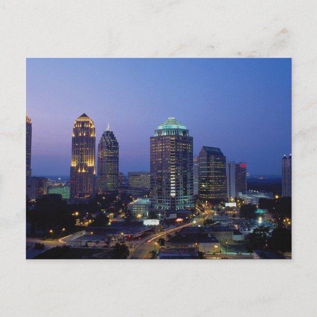 Abend fällt über Atlanta, Georgia, USA Postkarte (Vorderseite)