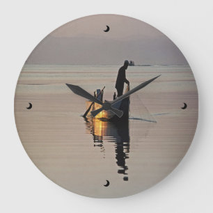 Abend-Fischereiuhr Große Wanduhr