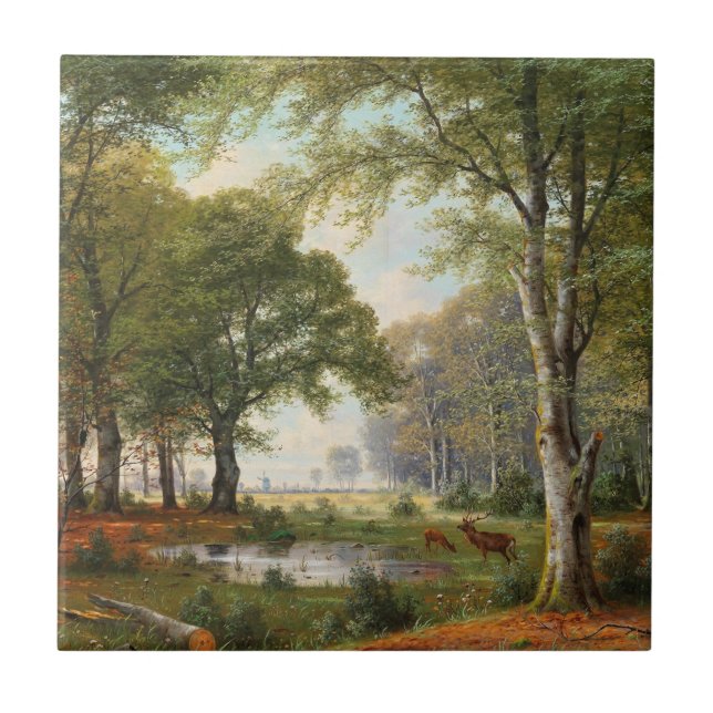 Abend Forest Landschaft Fliese (Vorderseite)