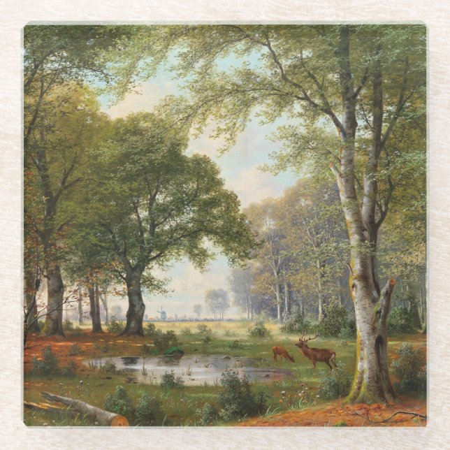 Abend Forest Landschaft Glasuntersetzer (Vorderseite)