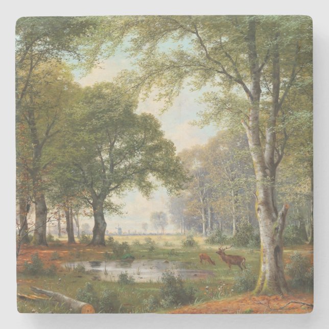 Abend Forest Landschaft Steinuntersetzer (Vorderseite)