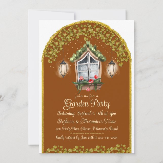 Abend Garden Party Einladung (Vorderseite)