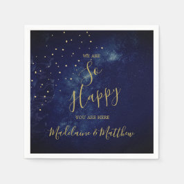 Abend Gold Stars Blue Astral Happy Serviette