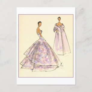 Abend Gown Fashion Design Sketch Postkarte