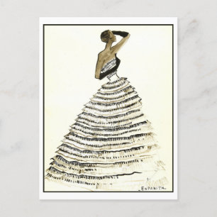 Abend Gown Fashion Design Sketch Postkarte