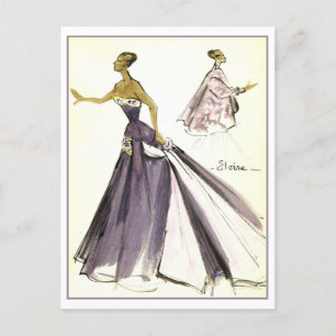 Abend Gown Fashion Design Sketch Postkarte